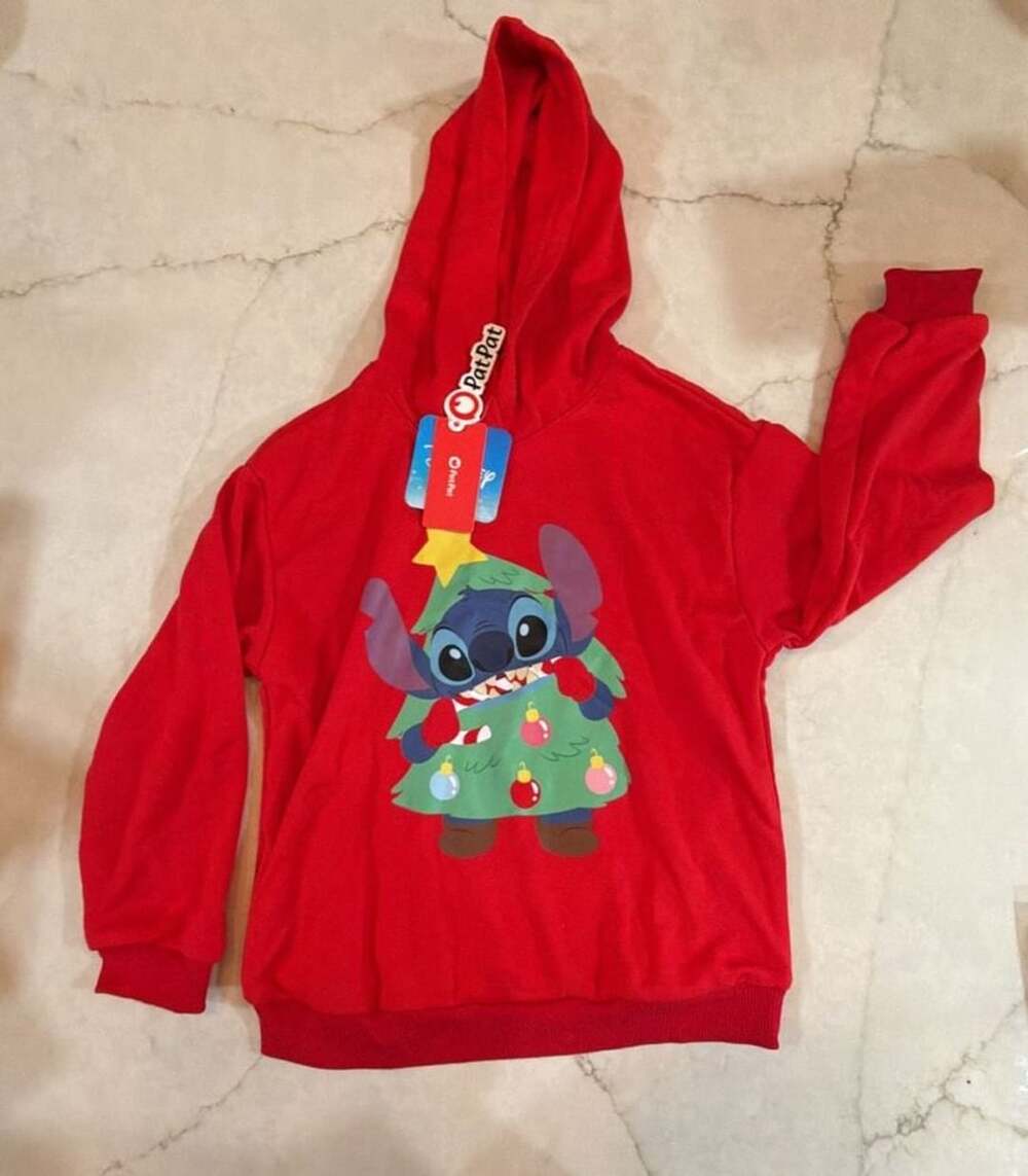 PatPat Disney Stitch Christmas Hoodie Size 6-7Y Red nwt